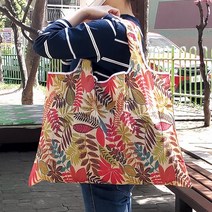 케이홈 휴대용 장바구니 특대형 패턴 장바구니 명품 에코백 시장가방 인쇄 답례품, 단풍