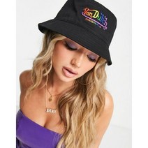 벙거지모자 버킷햇 Von Dutch Perith 블랙 레인보우 로고 버킷 모자