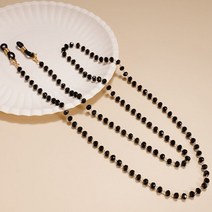 안경보관함 안경흘러내림방지 안경케이스 안경걸이 안경거치대 남녀공용 크리에이티브 크리스탈 비즈 안경 체인 미끄럼 방지 선글라스 끈 얼굴 마스크 홀더 코드 다채로운 쥬얼리, 1.Black
