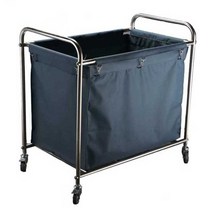 대형 수건 수거함 목욕탕 병원 스테인레스 빨래통, 사다리꼴 린넨카트 블루