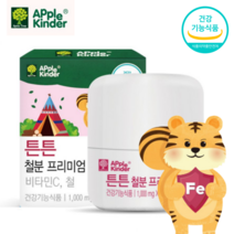 아이철분제 어린이철분제 아기 유아 청소년 유치원생 튼튼철분 씹어먹는 츄어블 블루베리맛 약국철분제 + 비타민C 유산균 초유단백분말 식약처인증 식약청인증, 6개
