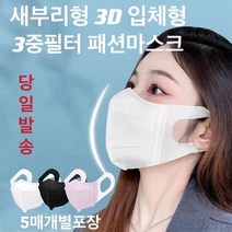 새부리형 덴탈마스크 60매 일회용 3중필터 3D입체형 5매씩 포장 황사마스크, 블랙