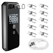 Breathalyzer 전문가용 연료 전지 센서 호흡 알코올 테스터 고정밀 USB 충전식 디지털 경찰 음주 측정기 마우스피스 10개 포함