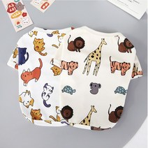 코코스튜디오 데일리 강아지옷 봄옷 호냥이 티셔츠, 코코 호냥이 티셔츠/베이지(동물패턴)