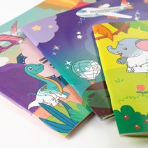 바오바론 컬러링북 어린이 유아 집콕 색칠 공부 놀이 어린이집 유치원 그림 그리기 수업 학습 투명스티커 증정, (동물+사은품제공)