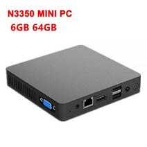 미니 PC 팬리스 인텔 셀러론 N3350 윈도우즈 10 6GB RAM 64GB ROM 128GB SSD 1000M LAN WiFi BT40 VGA 데스크탑 컴퓨터, CHINA, Intel Celeron N3350 + AU, 6G 64G add 64GB SSD