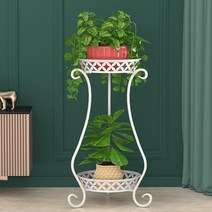 Z3JC 철제 다층 바닥 화분꽂이, 화이트(두겹 높이 70cm) 화병