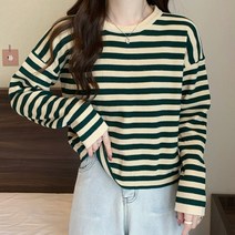 [랜덤플레이] 라운드넥 스트라이프 데일리룩 니트 맨투맨