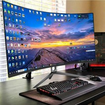32인치 곡면 LCD 144HZ 디스플레이 2K 컴퓨터 27 인터넷 카페 게임 165HZ 고화질 디스플레이 화면 24, 블랙 24인치 곡면 1K75HZ