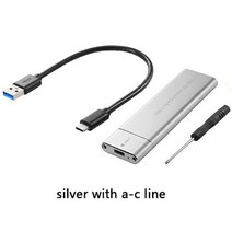 M2 SSD 케이스 NVMe 인클로저 10Gbps USB Type C 3.1 어댑터 2230 2242 2260 2280 NVME PCIE 디스크 박스 s, 02 NVMe Case Silver AC