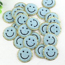 자수와펜 밸크로 리폼패치 옷 가방 밀리터리 패치 스마일 수건 자수 에 5pc 철 diy 라운드 스티커 가방에 바느질 옷 아플리케 반짝이 가장자리, 6