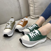 슈리오 여성 컬러 소가죽 키높이 스타 캔버스화 4cm