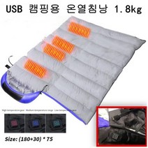 Calm Corner USB 온열침낭 캠핑 USB온열 전기침낭 캠핑용 USB 전기 방수 방수 따뜻한 침낭 온열패드 캠프 겨울 슬리핑 백 1.8kg, 1.5m 연장선, 블루