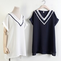 빅사이즈/브이/롤업/블라우스