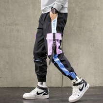 Streetwear 남자 블랙 조깅 바지 여름 2022 망 큰 주머니 리본 힙합화물 남성 작업복 스웨트 팬츠 Dropshipping