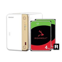 QNAP TS-262-4G-24S-US 2베이 멀티미디어 데스크탑 NAS 4TB 저장 용량 사전 구성된 RAID 1 씨게이트 IronWolf HDD 번들, Seagate NAS Drives_4GB RAM