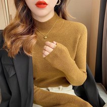 스웨터니트이너셔츠 여성 봄가을 이너웨어 반폴라 캐시미어 겨울 상의 2575820475