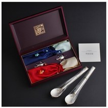 인스푼 수복학 금부 은수저 99% 24K금도금 2벌 부부세트 혼수예단, 핑크보자기