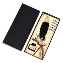 깃털 만년필 선물 세트 캘리그라피 레트로 서예 딥 펜 5 펜촉 퀼 분수 쓰기 크리 에이 티브 빈티지 편지지 클래식 상자 잉크없이, [01] 5 Nib, [03] Black, 01 5 Nib