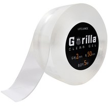 접착흔적 없는 고릴라 클리어겔 실리콘 방수 양면테이프, 두께 2mm x 폭 50mm x 총길이 5M, 1개