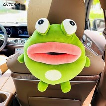 CNTCSM 큐티 주유 오리 자동차용 종이 뽑기 케이스 세트 카걸이형 차내 뽑기 티슈 케이스 피규어 인형 뽀글이 장난감, 소시지 부리 개구리 티슈 뽑기