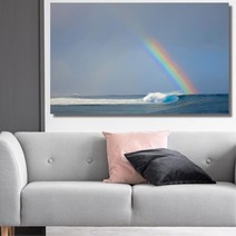 파도치는 동해바다 무지개 액자(41x27) 그림사이트 필라테스 셀프인테리어, 캔버스액자(옆면연장)
