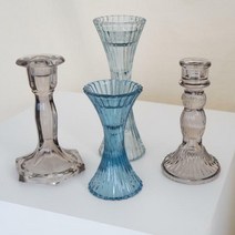 빈티지 엔틱 양초 테이퍼 캔들 홀더 크리스탈 유리 촛대, 올리브그린