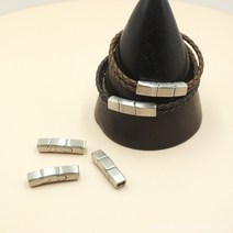 삼단분리 두줄 팔찌 스텐 자석마감 장식 3mm두줄사용/가죽팔찌 부자재