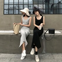 여름 시원한 신축 데일리 트임 나시 슬림 롱원피스