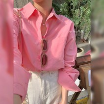 셔츠 캐주얼 여성블라우스 가을 프렌치핑크셔츠 봄상의 여 유니크한블라우스 디자인중