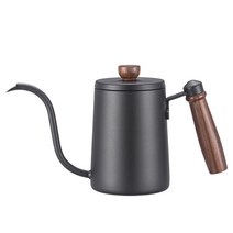600ml 커피 포트 1Pcs 304 스테인레스 스틸 손으로 규모 나무 손잡이 얼음 물방울 필터 냄비 부어, 한개옵션2, 02 Black-A, 한개옵션1