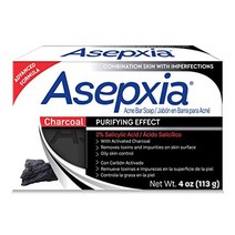 asepxia 활성탄 오일 프리 엑스폴리에이팅 여드름 스크럽 살리실산 및 유황 함유 4.5온스, 막대 비누, 4온스5개들이 팩