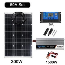 1500w 태양광 발전 시스템 220v1500w 인버터 키트 600w 태양 전지 패널 배터리 충전기 완전한 컨트롤러 홈 그리드 캠프 전화, 30a 세트