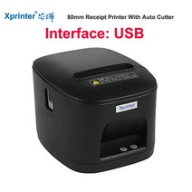 Xprinter-휴대용 영수증 핸드 프린터 80mm T80A USB/USB Lan 포트 자동 커터 포함 POS 주방 프린터, 05 USB, EU 플러그