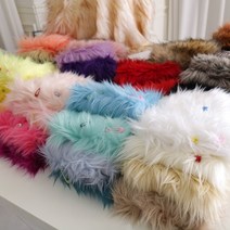 털원단 퍼원단 인조털 페이크퍼 긴털, 화이트, 1개