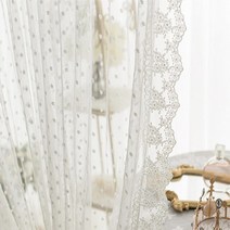 레트로커튼 빈티지커튼 디자인 봉집 커튼 레트로 화이트 폴카 도트 곰팡이 레이스 자수 거실 공주 침실 베이 윈도우 보일 40