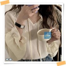 쉬폰 하이넥셔츠 차이나 리본 프릴 원피스형블라우스 레이스 로보보 블라우스