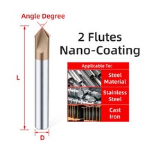 드릴 비트 카바이드 모따기 밀링 텅스텐 스틸 CNC V자형 라우터 2 및 3 엔드 120 °, 51.D5x50L - Coating-G 2F - 120, 51.D5x50L - Coating-G 2F - 120