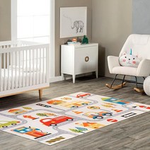 NuLOOM Carmina City Streets 세탁기 세탁 가능한 아동용 액센트 러그 91.4 x 152.4cm3 5피트 화이트 멀티 USA 미국