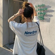 학원물 미디엄 앞뒤 레터링 프린트 루즈핏 반팔 티셔츠 여 2022 여름 인스톰 상의