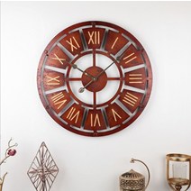 에끌 예쁜 벽시계 인테리어시계 신혼집선물빈티지 벽시계 기어 오래된 시계 벽 장식 카페 펜던트 벽에 나무 시계-12635, 05. 러스티 골드 58cm