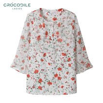 [크로커다일레이디] 플라워 프릴 쉬폰 블라우스