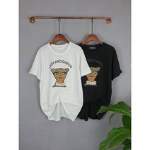 윤스토어 [무료배송!!] 여성용 진주 레오파드 퀀 코튼 반팔 티셔츠