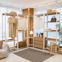 홈인어스 드레스룸 시스템행거 단품 세트, 3단서랍행거, 오크/화이트