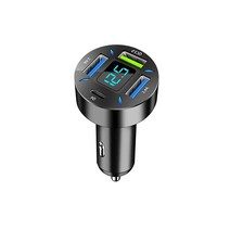 무선 어댑터- 스피커에서 리시버로 USB 차량용 급속 충전기 QC30 66W 고속충전어댑터- 라이터 4포트 PD 커처저 LED 디지털 디스플레이 실시간 8mm 블랙 원 사이즈