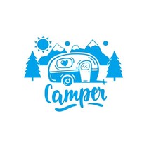 패션 캠핑카 그래픽 자동차 스티커 크리에이티브 장식 운송업자 RV 캐러밴 트럭 도어 윈도우 비닐 라미네이트 자동차 액세서리, 파란+XL 100x80cm