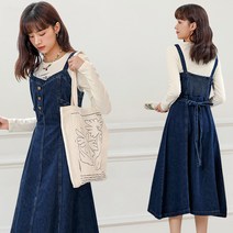 [스타일로그] 앞단추멜빵청원피스/데님원피스/멜빵청치마