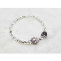 - 925 silver 4mm 은볼 가넷원석 포인트 물고기 통과장식 팔찌