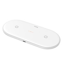 GHSHOP 2 In 1 Qi 무선 충전기 패드 스마트 폰용 고속 이중 충전, 190x90x13mm, 플라스틱, 하얀색