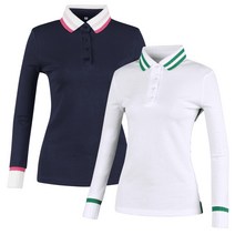 배색 라인 여성 베이직 골프 카라셔츠 오피스 깔끔